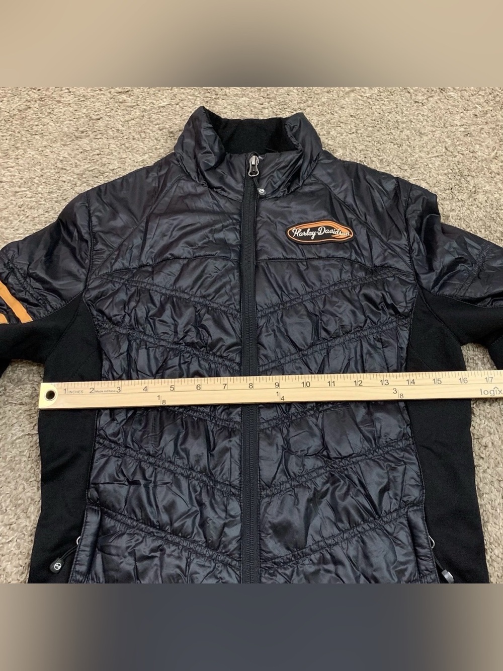 Harley Davidson Womens XS Black Quilted Puffer Jacket Logo Insulated Riding Gear - Picture 10 of 11